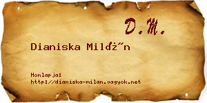 Dianiska Milán névjegykártya